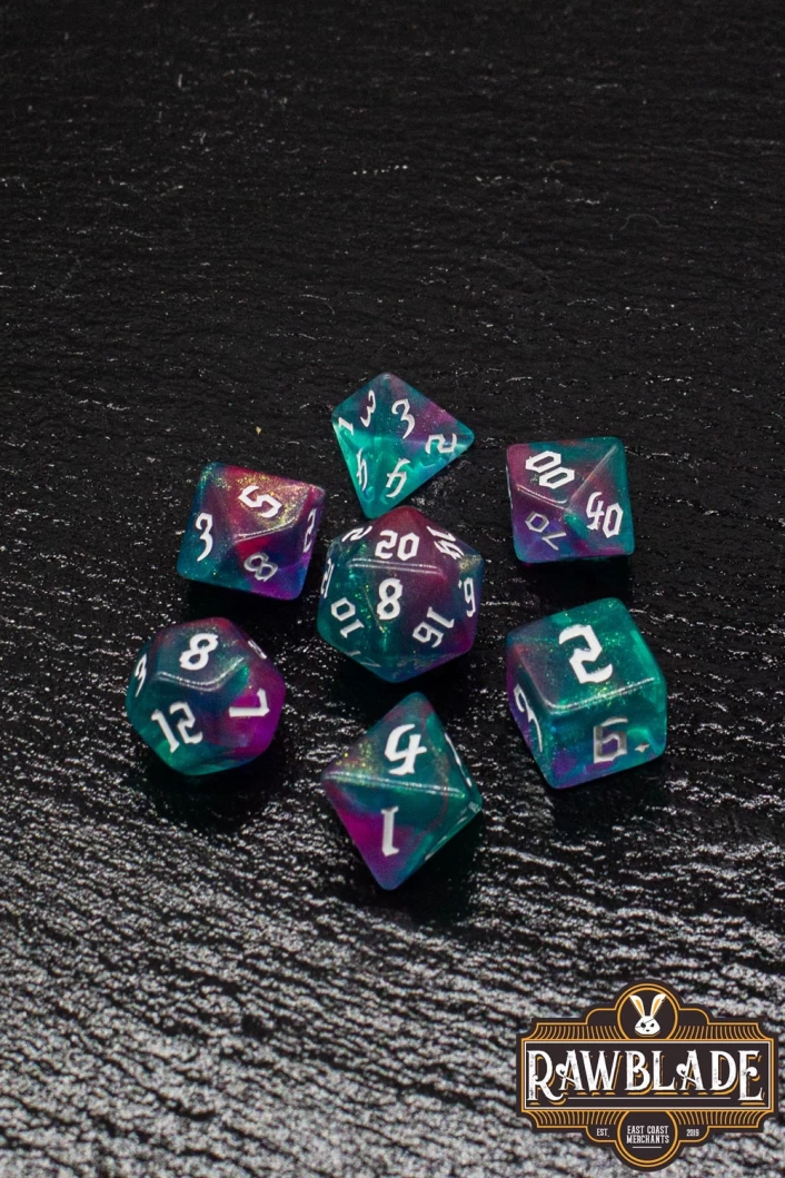 Gothic Galaxy Dice Set - Pink&Green