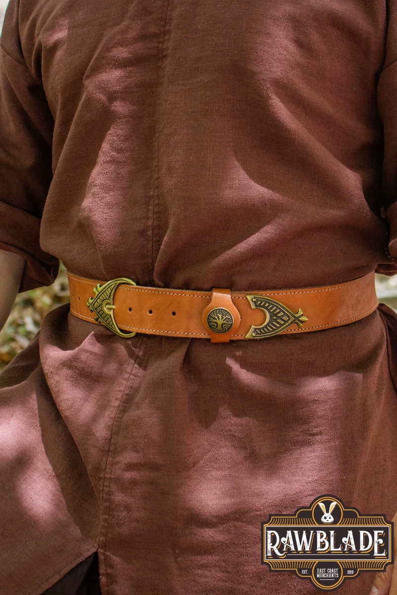 Hrothgar Viking Ornate Belt - Light Brown