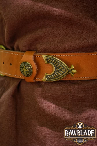 Hrothgar Viking Ornate Belt - Light Brown